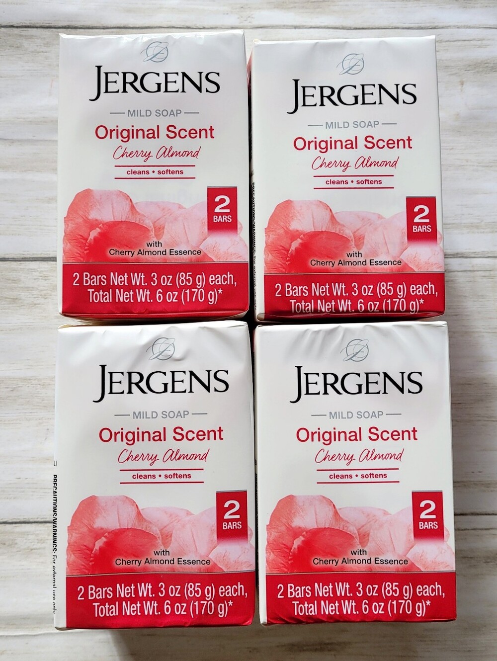 Jergens Cherry Almond Mild Soap Original Scent - 8 Bars (4x 2 Pack) - 3 Oz Each